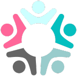 Icon of four genderless people in different colours in a circle to represent inclusion's value of accountability