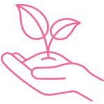 Icon of a hand holding a plant to represent inclusion's value of possibilities