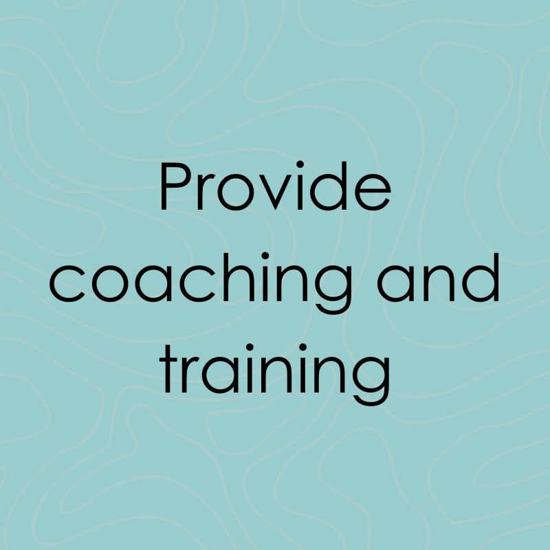 Blue background with text, Provide coaching and training